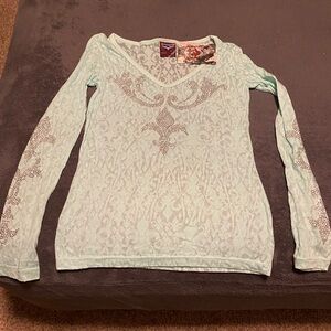 Avangard sheer studded long sleeves shirt